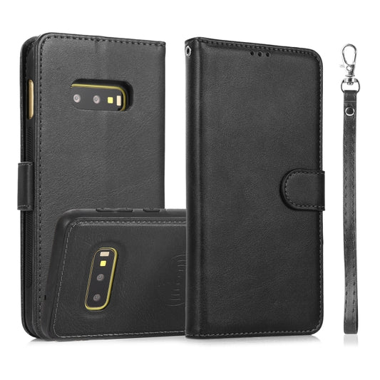 For Samsung Galaxy S10e Calf Texture 2 in 1 Detachable Magnetic Back Cover Horizontal Flip Leather Case with Holder & Card Slots & Wallet & Photo Frame(Black) by buy2fix
