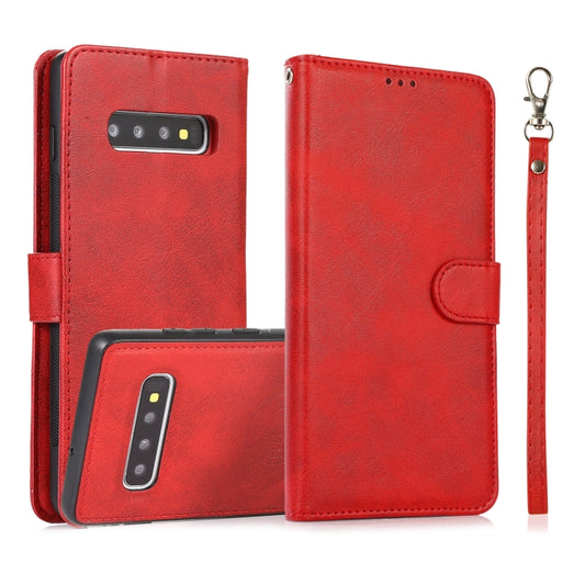 For Samsung Galaxy S10+ Calf Texture 2 in 1 Detachable Magnetic Back Cover Horizontal Flip Leather Case with Holder & Card Slots & Wallet & Photo Frame(Red) by buy2fix