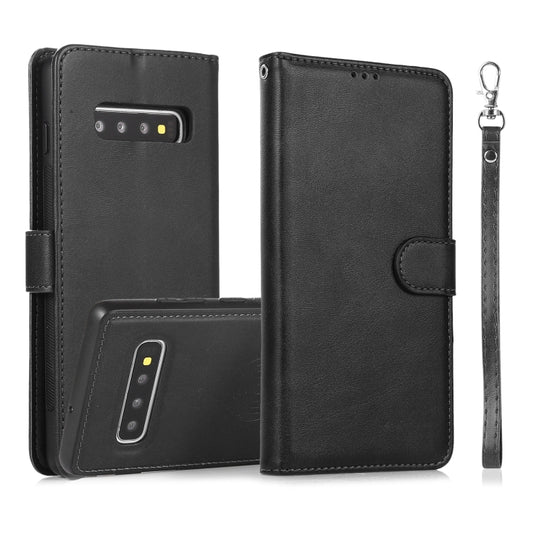 For Samsung Galaxy S10 Calf Texture 2 in 1 Detachable Magnetic Back Cover Horizontal Flip Leather Case with Holder & Card Slots & Wallet & Photo Frame(Black) by buy2fix