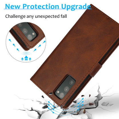 For Samsung Galaxy S20 FE Calf Texture 2 in 1 Detachable Magnetic Back Cover Horizontal Flip Leather Case with Holder & Card Slots & Wallet & Photo Frame(Brown) by buy2fix