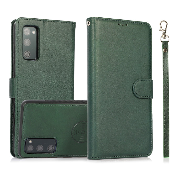 For Samsung Galaxy S20 FE Calf Texture 2 in 1 Detachable Magnetic Back Cover Horizontal Flip Leather Case with Holder & Card Slots & Wallet & Photo Frame(Green) by buy2fix