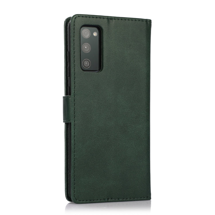 For Samsung Galaxy S20 FE Calf Texture 2 in 1 Detachable Magnetic Back Cover Horizontal Flip Leather Case with Holder & Card Slots & Wallet & Photo Frame(Green) by buy2fix