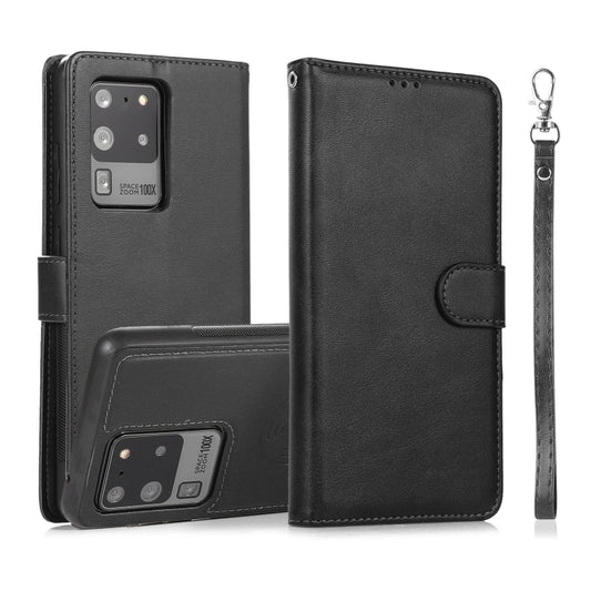 For Samsung Galaxy S20 Ultra Calf Texture 2 in 1 Detachable Magnetic Back Cover Horizontal Flip Leather Case with Holder & Card Slots & Wallet & Photo Frame(Black) by buy2fix