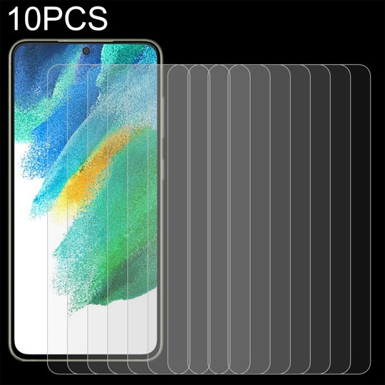 For Samsung Galaxy S21 FE 5G 10 PCS 0.26mm 9H 2.5D Tempered Glass Film, Fingerprint Unlocking Is Not Supported