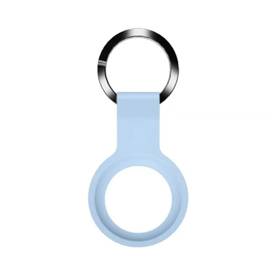 Mutural Liquid Silicone Protective Case with Key Ring for AirTag 2nd Gen / AirTag 1st Gen (Light Blue)