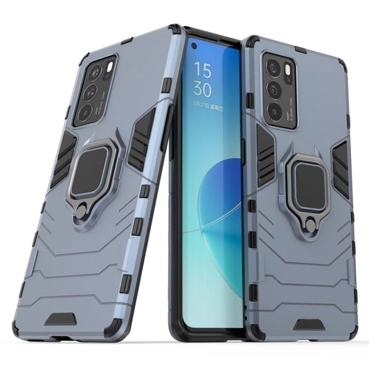 For OPPO Reno6 Pro 5G Shockproof PC + TPU Protective Case with Magnetic Ring Holder(Navy Blue) by buy2fix