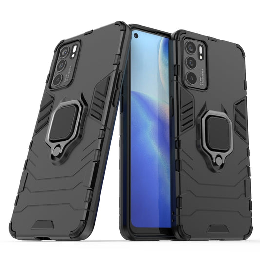 For OPPO Reno6 5G Shockproof PC + TPU Protective Case with Magnetic Ring Holder(Black) by buy2fix