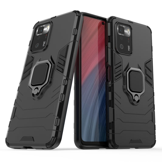 For Xiaomi Redmi Note 10 Pro 5G Shockproof PC + TPU Protective Case with Magnetic Ring Holder(Black) by buy2fix