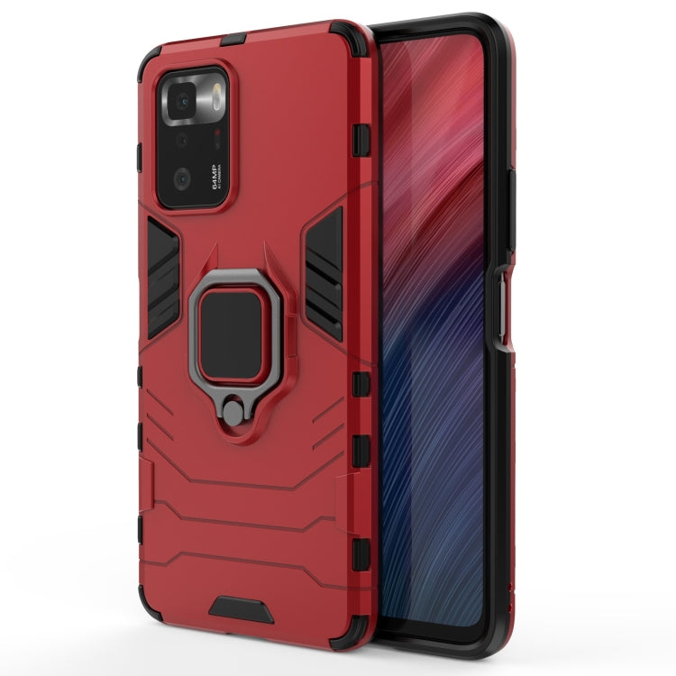 For Xiaomi Redmi Note 10 Pro 5G Shockproof PC + TPU Protective Case with Magnetic Ring Holder(Red) by buy2fix