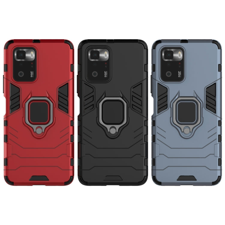 For Xiaomi Redmi Note 10 Pro 5G Shockproof PC + TPU Protective Case with Magnetic Ring Holder(Navy Blue) by buy2fix