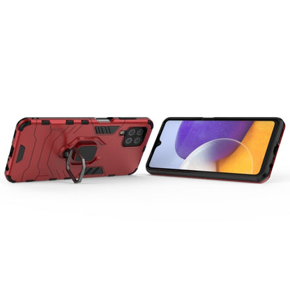For Samsung Galaxy A22 4G Shockproof PC + TPU Protective Case with Magnetic Ring Holder(Red) by buy2fix