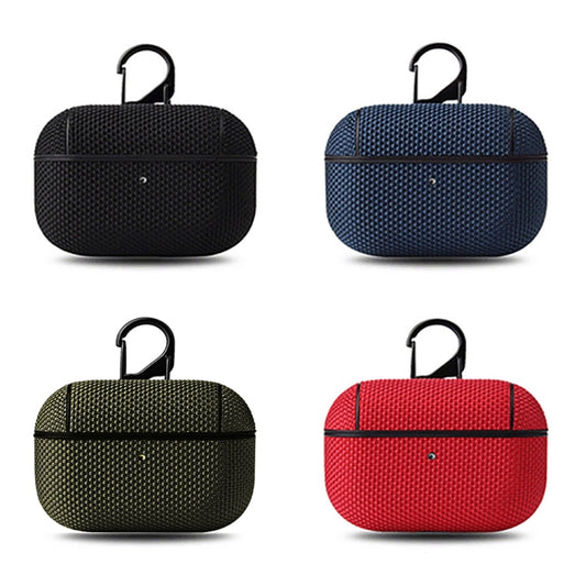 Business Cloth Earphone Protective Case with Hook For AirPods Pro(Green) by buy2fix