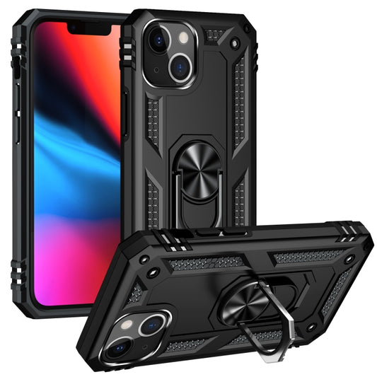 For iPhone 13 mini Shockproof TPU + PC Protective Case with 360 Degree Rotating Holder (Black) by buy2fix