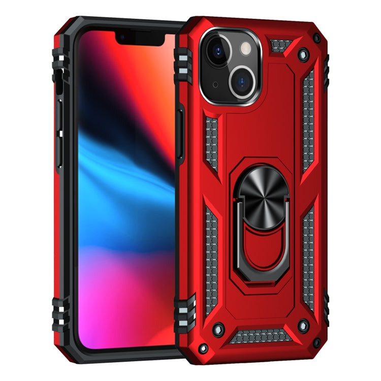 For iPhone 13 mini Shockproof TPU + PC Protective Case with 360 Degree Rotating Holder (Red) by buy2fix