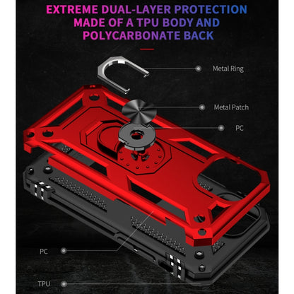 For iPhone 13 mini Shockproof TPU + PC Protective Case with 360 Degree Rotating Holder (Red) by buy2fix