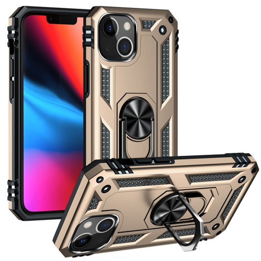 For iPhone 13 mini Shockproof TPU + PC Protective Case with 360 Degree Rotating Holder (Gold) by buy2fix