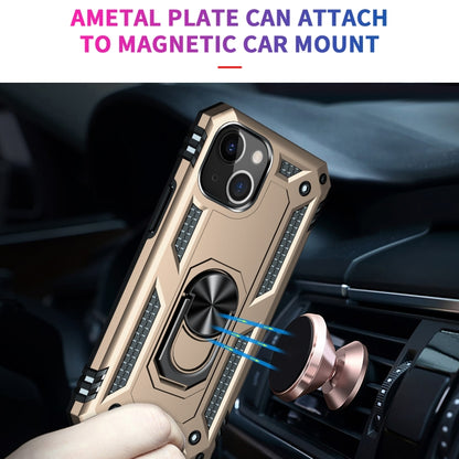 For iPhone 13 mini Shockproof TPU + PC Protective Case with 360 Degree Rotating Holder (Gold) by buy2fix