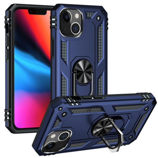 For iPhone 13 mini Shockproof TPU + PC Protective Case with 360 Degree Rotating Holder (Blue) by buy2fix