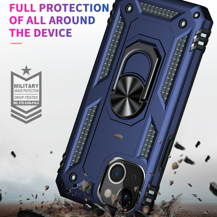 For iPhone 13 mini Shockproof TPU + PC Protective Case with 360 Degree Rotating Holder (Blue) by buy2fix