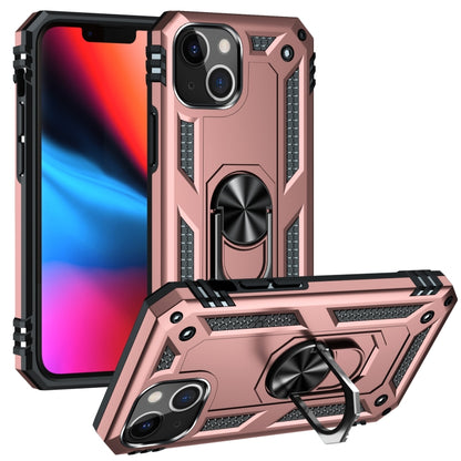 For iPhone 13 mini Shockproof TPU + PC Protective Case with 360 Degree Rotating Holder (Rose Gold) by buy2fix