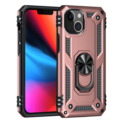 For iPhone 13 mini Shockproof TPU + PC Protective Case with 360 Degree Rotating Holder (Rose Gold) by buy2fix