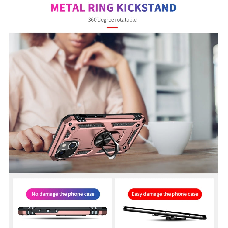 For iPhone 13 mini Shockproof TPU + PC Protective Case with 360 Degree Rotating Holder (Rose Gold) by buy2fix