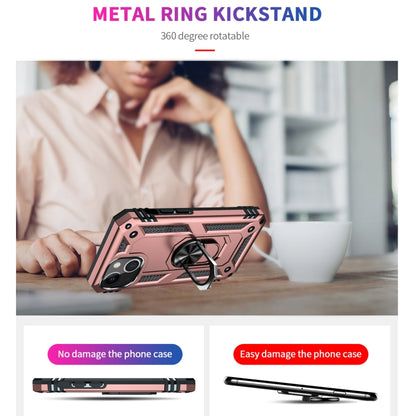 For iPhone 13 mini Shockproof TPU + PC Protective Case with 360 Degree Rotating Holder (Rose Gold) by buy2fix