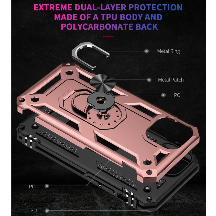 For iPhone 13 mini Shockproof TPU + PC Protective Case with 360 Degree Rotating Holder (Rose Gold) by buy2fix
