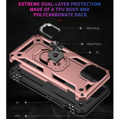 For iPhone 13 mini Shockproof TPU + PC Protective Case with 360 Degree Rotating Holder (Rose Gold) by buy2fix