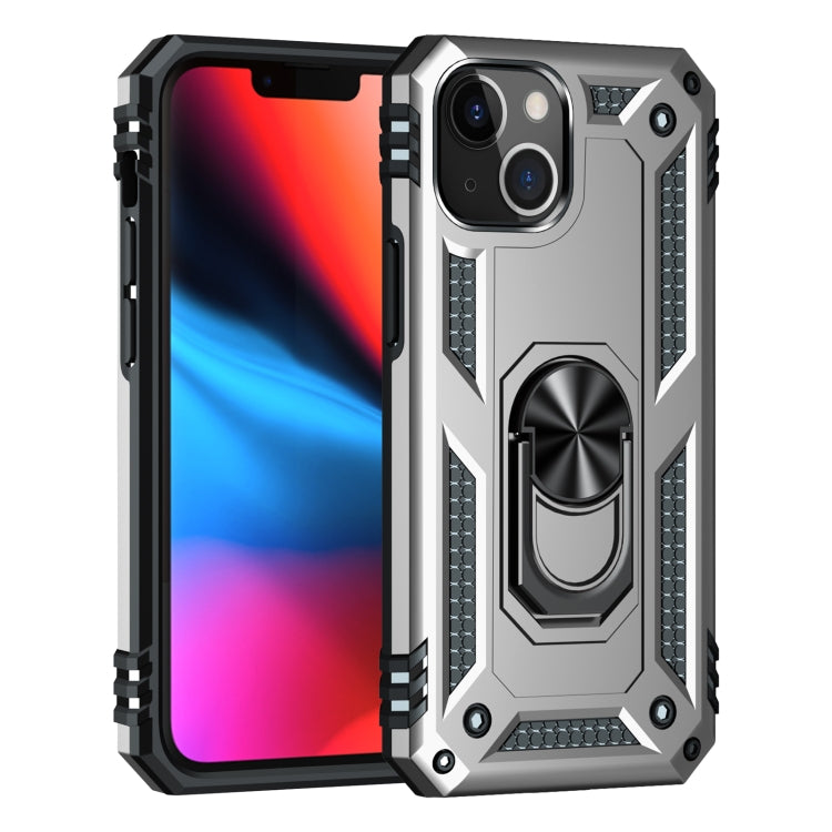 For iPhone 13 mini Shockproof TPU + PC Protective Case with 360 Degree Rotating Holder (Silver) by buy2fix