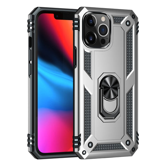 For iPhone 13 Pro Max Shockproof TPU + PC Protective Case with 360 Degree Rotating Holder (Silver) by buy2fix