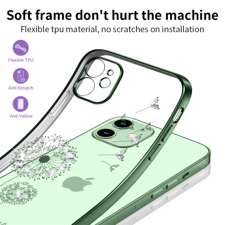 For iPhone 11 Ultra-thin Electroplating Dandelion Pattern Protective Case (Dark Green) by buy2fix