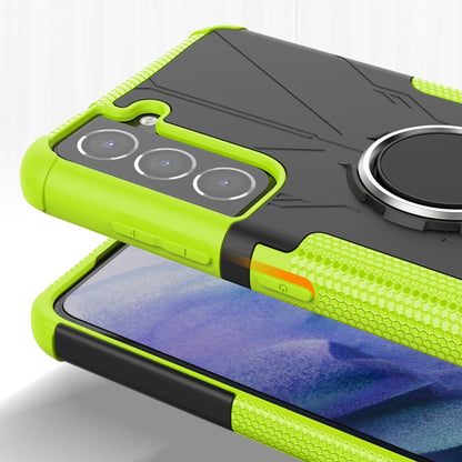 For Samsung Galaxy S21 FE Machine Armor Bear Shockproof PC + TPU Protective Case with Ring Holder(Red) by buy2fix