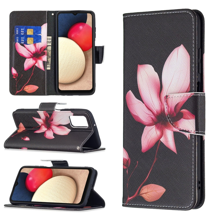 For Samsung Galaxy A03s 164mm Colored Drawing Pattern Horizontal Flip Leather Case with Holder & Card Slots & Wallet(Lotus) by buy2fix
