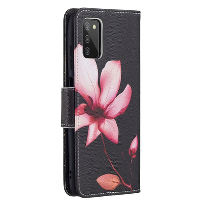 For Samsung Galaxy A03s 164mm Colored Drawing Pattern Horizontal Flip Leather Case with Holder & Card Slots & Wallet(Lotus) by buy2fix