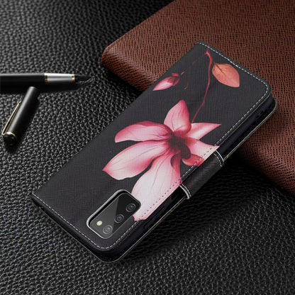 For Samsung Galaxy A03s 164mm Colored Drawing Pattern Horizontal Flip Leather Case with Holder & Card Slots & Wallet(Lotus) by buy2fix