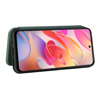 For Xiaomi Poco M3 Pro 5G/4G Carbon Fiber Texture Horizontal Flip TPU + PC + PU Leather Case with Card Slot(Green) by buy2fix