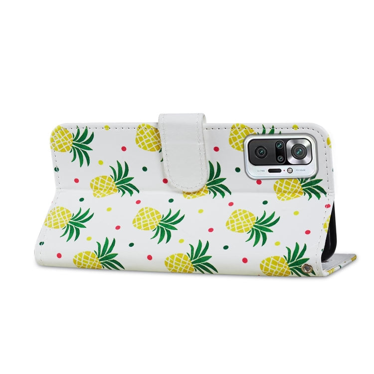 For Xiaomi Redmi Note 10 Pro Painted Pattern Horizontal Flip Leather Case with Holder & Card Slots & Photo Frame(Pineapple) - Xiaomi Accessories by buy2fix | Online Shopping UK | buy2fix