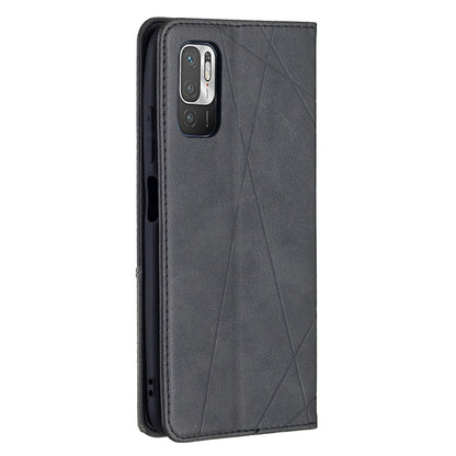 For Xiaomi Poco M3 Pro / Redmi Note 10 5G Rhombus Texture Horizontal Flip Magnetic Leather Case with Holder & Card Slots(Black) by buy2fix