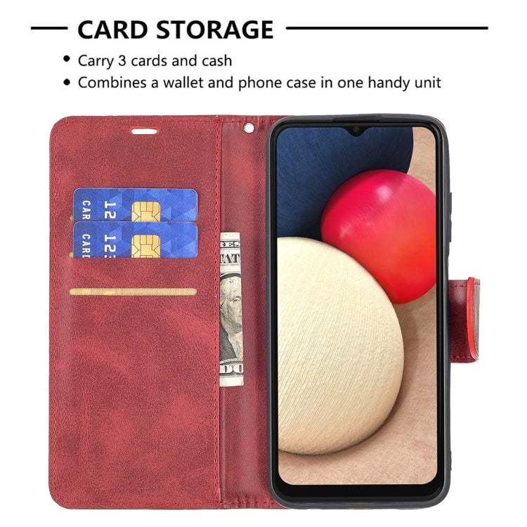For Samsung Galaxy A03s 164mm Retro Lambskin Texture Pure Color Horizontal Flip PU Leather Case with Holder & Card Slots & Wallet & Lanyard(Red) by buy2fix