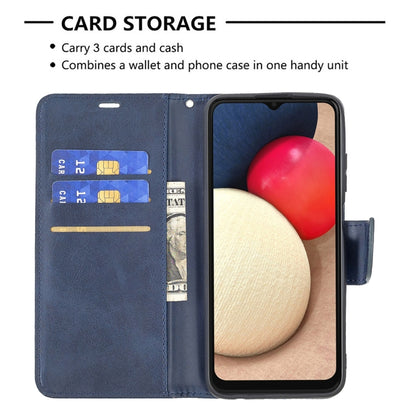 For Samsung Galaxy A03s 164mm Retro Lambskin Texture Pure Color Horizontal Flip PU Leather Case with Holder & Card Slots & Wallet & Lanyard(Blue) by buy2fix