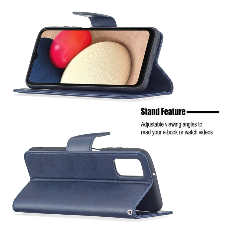 For Samsung Galaxy A03s 164mm Retro Lambskin Texture Pure Color Horizontal Flip PU Leather Case with Holder & Card Slots & Wallet & Lanyard(Blue) by buy2fix