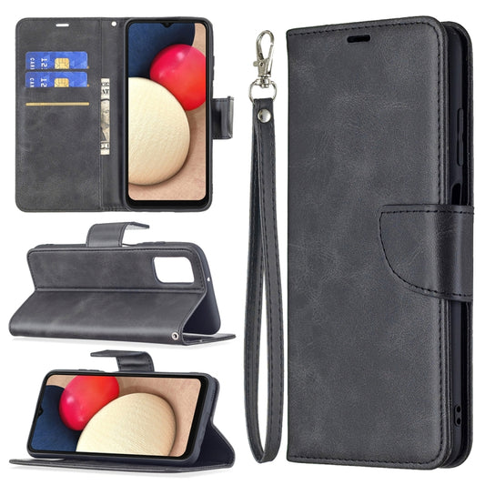 For Samsung Galaxy A03s 164mm Retro Lambskin Texture Pure Color Horizontal Flip PU Leather Case with Holder & Card Slots & Wallet & Lanyard(Black) by buy2fix