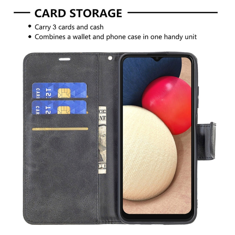 For Samsung Galaxy A03s 164mm Retro Lambskin Texture Pure Color Horizontal Flip PU Leather Case with Holder & Card Slots & Wallet & Lanyard(Black) by buy2fix