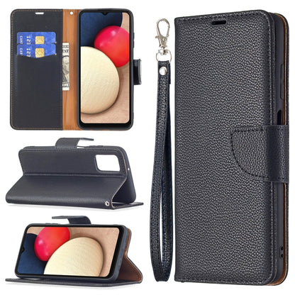 For Samsung Galaxy A03s 164mm Litchi Texture Pure Color Horizontal Flip Leather Case with Holder & Card Slots & Wallet & Lanyard(Black) by buy2fix