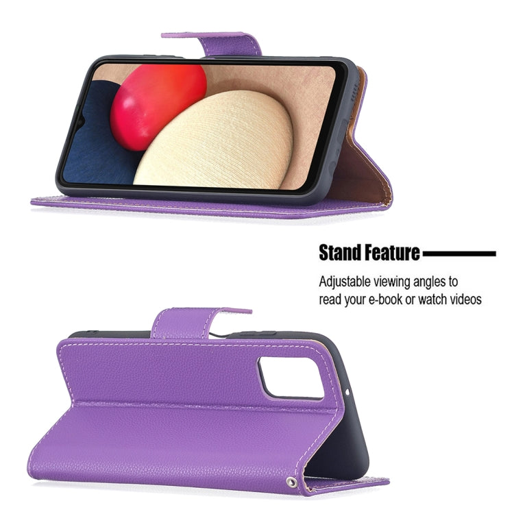 For Samsung Galaxy A03s 164mm Litchi Texture Pure Color Horizontal Flip Leather Case with Holder & Card Slots & Wallet & Lanyard(Purple) by buy2fix