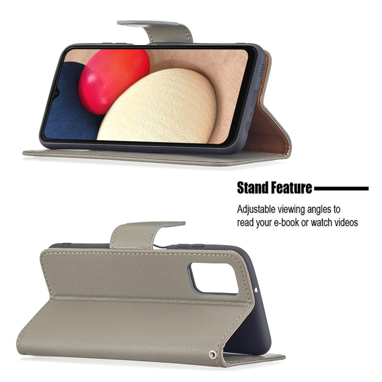 For Samsung Galaxy A03s 164mm Litchi Texture Pure Color Horizontal Flip Leather Case with Holder & Card Slots & Wallet & Lanyard(Grey) by buy2fix