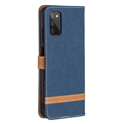 For Samsung Galaxy A03s 164mm Color Matching Denim Texture Horizontal Flip Leather Case with Holder & Card Slots & Wallet & Lanyard(Dark Blue) by buy2fix