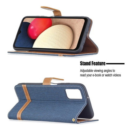 For Samsung Galaxy A03s 164mm Color Matching Denim Texture Horizontal Flip Leather Case with Holder & Card Slots & Wallet & Lanyard(Dark Blue) by buy2fix