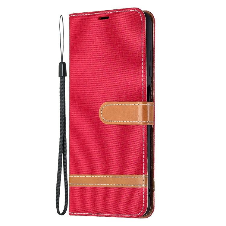 For Samsung Galaxy A03s 164mm Color Matching Denim Texture Horizontal Flip Leather Case with Holder & Card Slots & Wallet & Lanyard(Red) by buy2fix